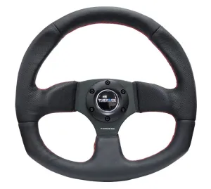 NRG Reinforced Steering Wheel - Leather Steering Wheel w/ RED stitch - RST-009R-RS