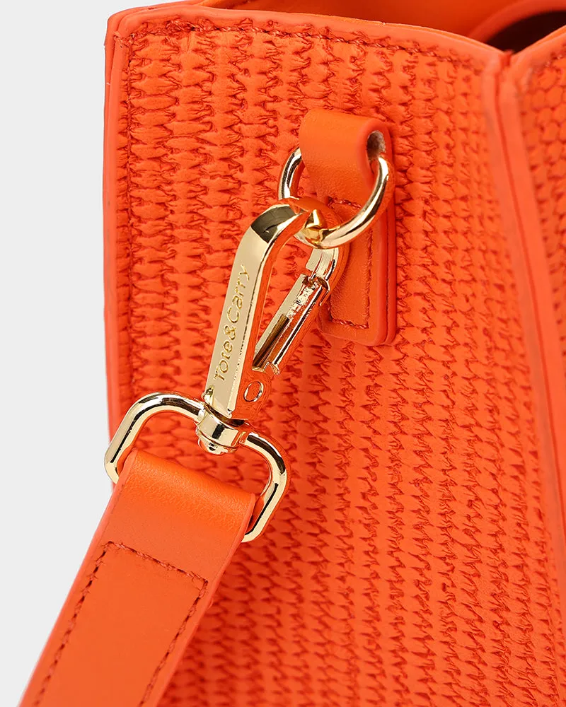 Pebble Leather Mini Tote Bag in Orange