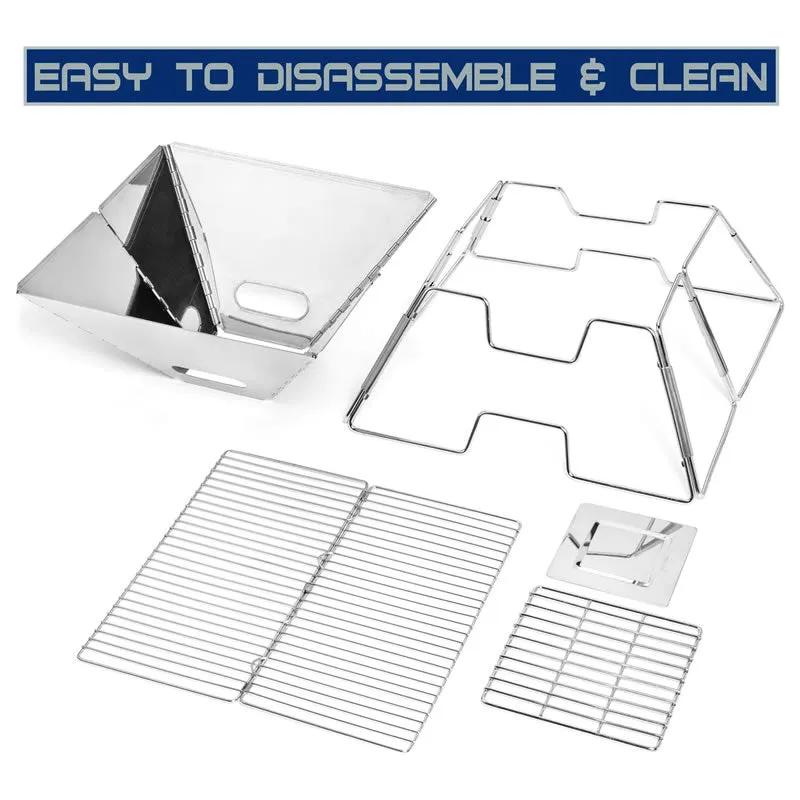Portable Stainless Steel Foldable Charcoal Bbq Grill With Carry Bag T1-88