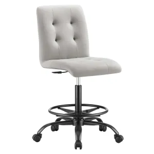 Prim Armless Vegan Leather Drafting Chair Black Light Gray EEI-4979-BLK-LGR