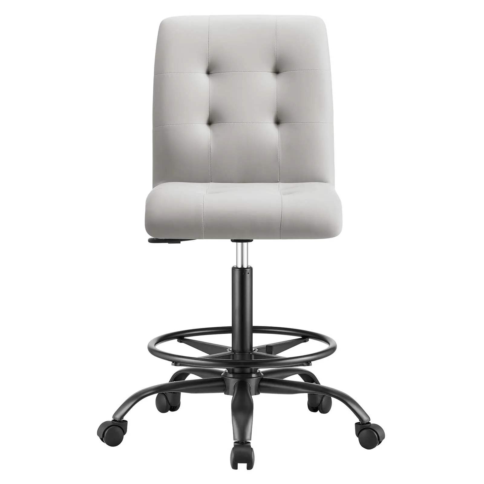 Prim Armless Vegan Leather Drafting Chair Black Light Gray EEI-4979-BLK-LGR