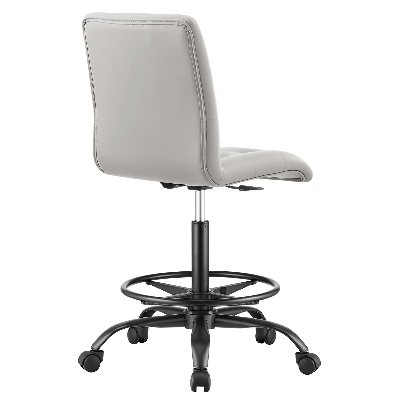 Prim Armless Vegan Leather Drafting Chair Black Light Gray EEI-4979-BLK-LGR