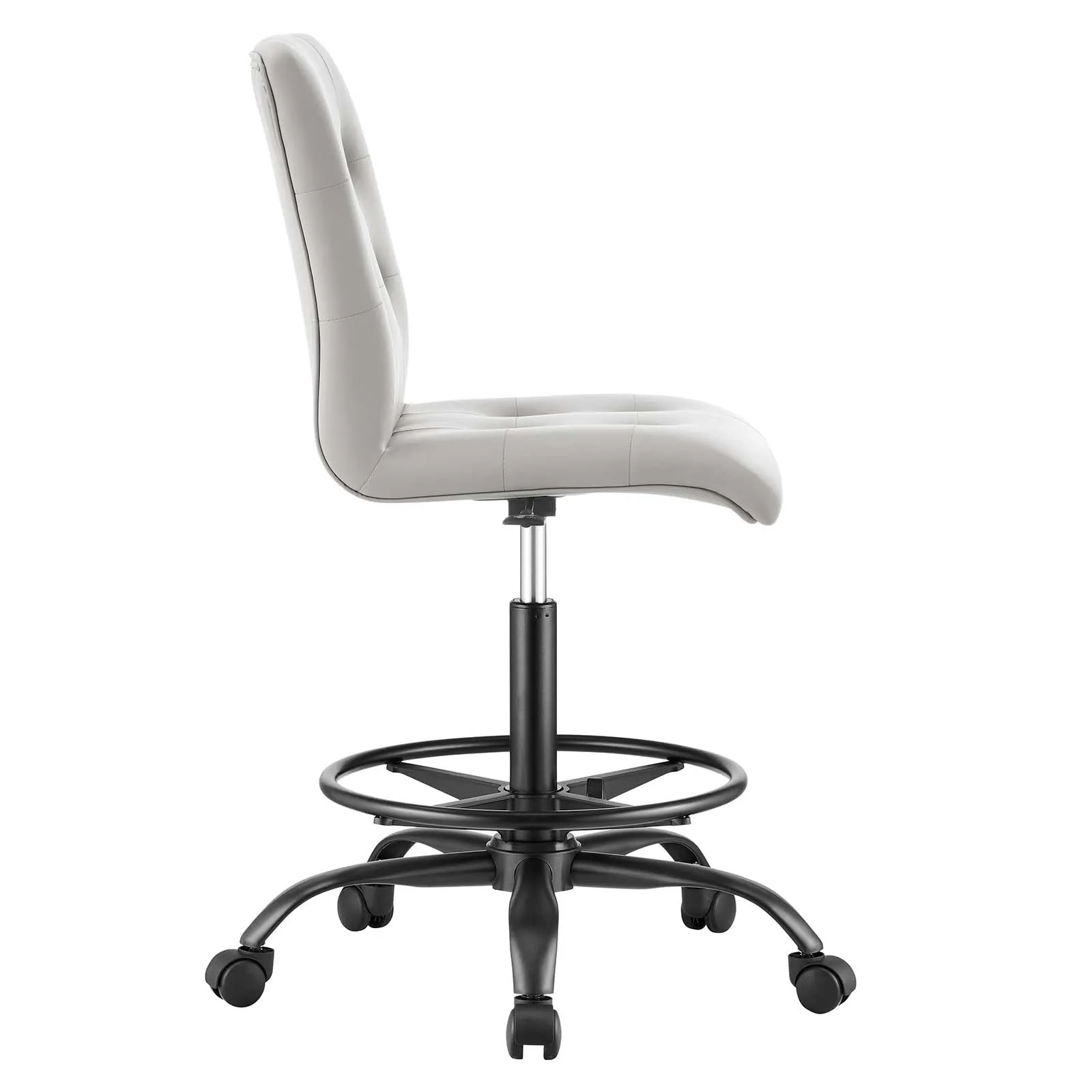 Prim Armless Vegan Leather Drafting Chair Black Light Gray EEI-4979-BLK-LGR