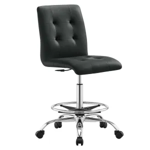Prim Armless Vegan Leather Drafting Chair Silver Black EEI-4981-SLV-BLK