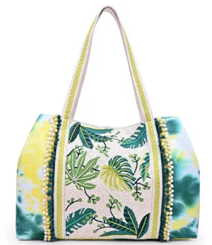 Tropical Leaf Tie Dye Tote