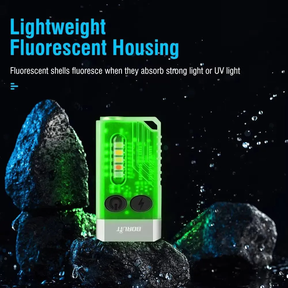 V10 EDC Keychain Light 1000 LM Powerful LED Flashlight Type-C Rechargeable Uv Lamp Tiki Fishing Torch Camping Lantern