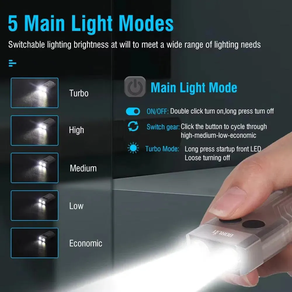 V10 EDC Keychain Light 1000 LM Powerful LED Flashlight Type-C Rechargeable Uv Lamp Tiki Fishing Torch Camping Lantern
