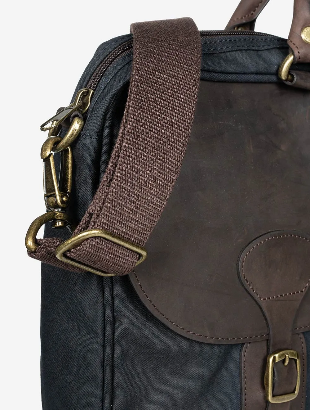 Wax Leather Brief Case Navy