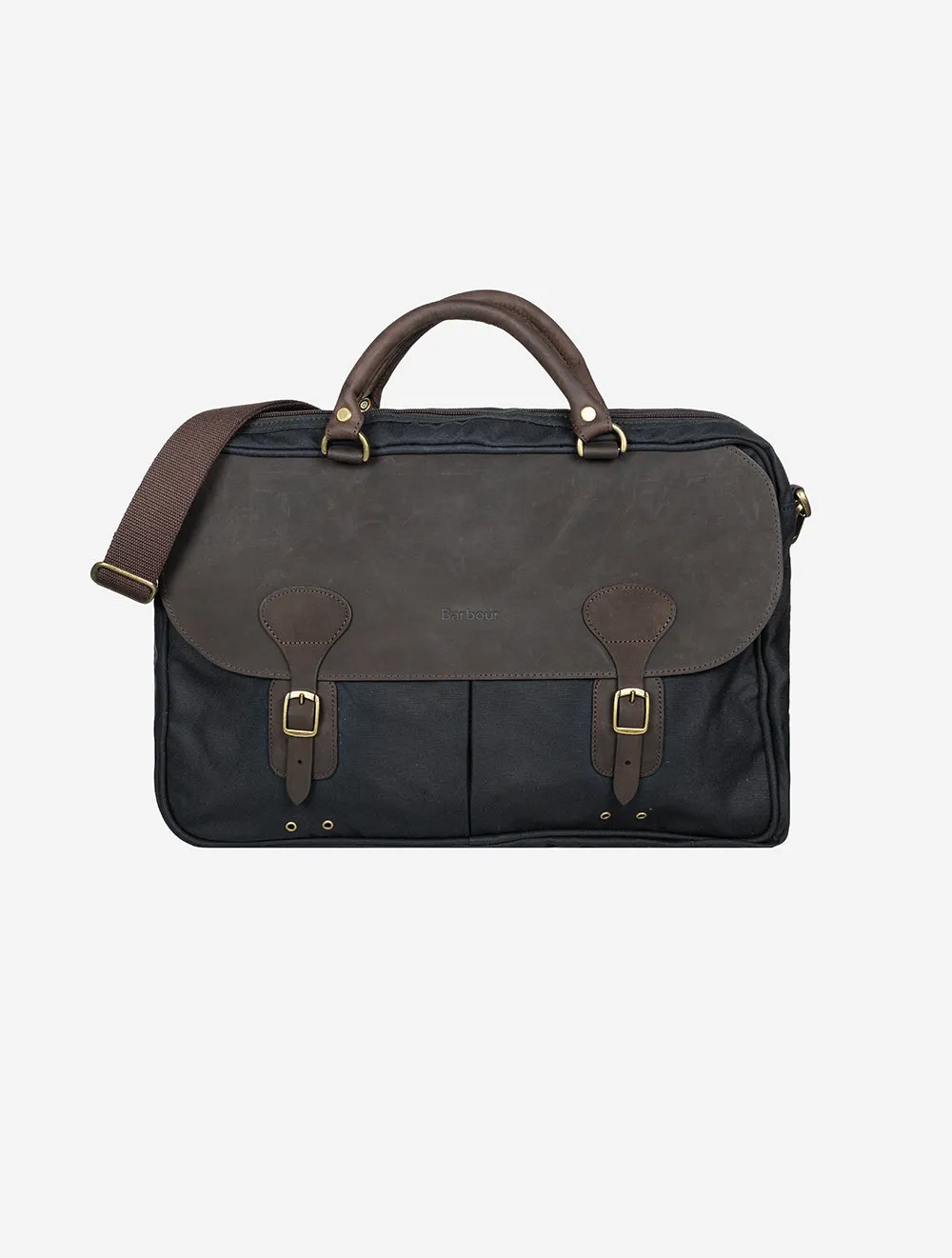 Wax Leather Brief Case Navy