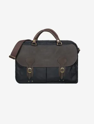 Wax Leather Brief Case Navy