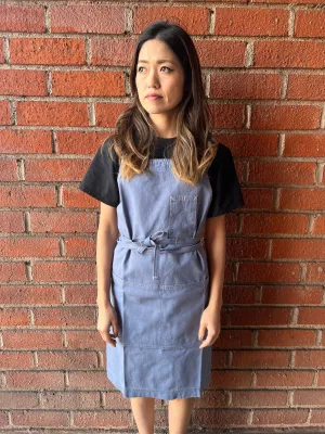 White Bark Workwear Full Cross-Back Apron - Fog Blue