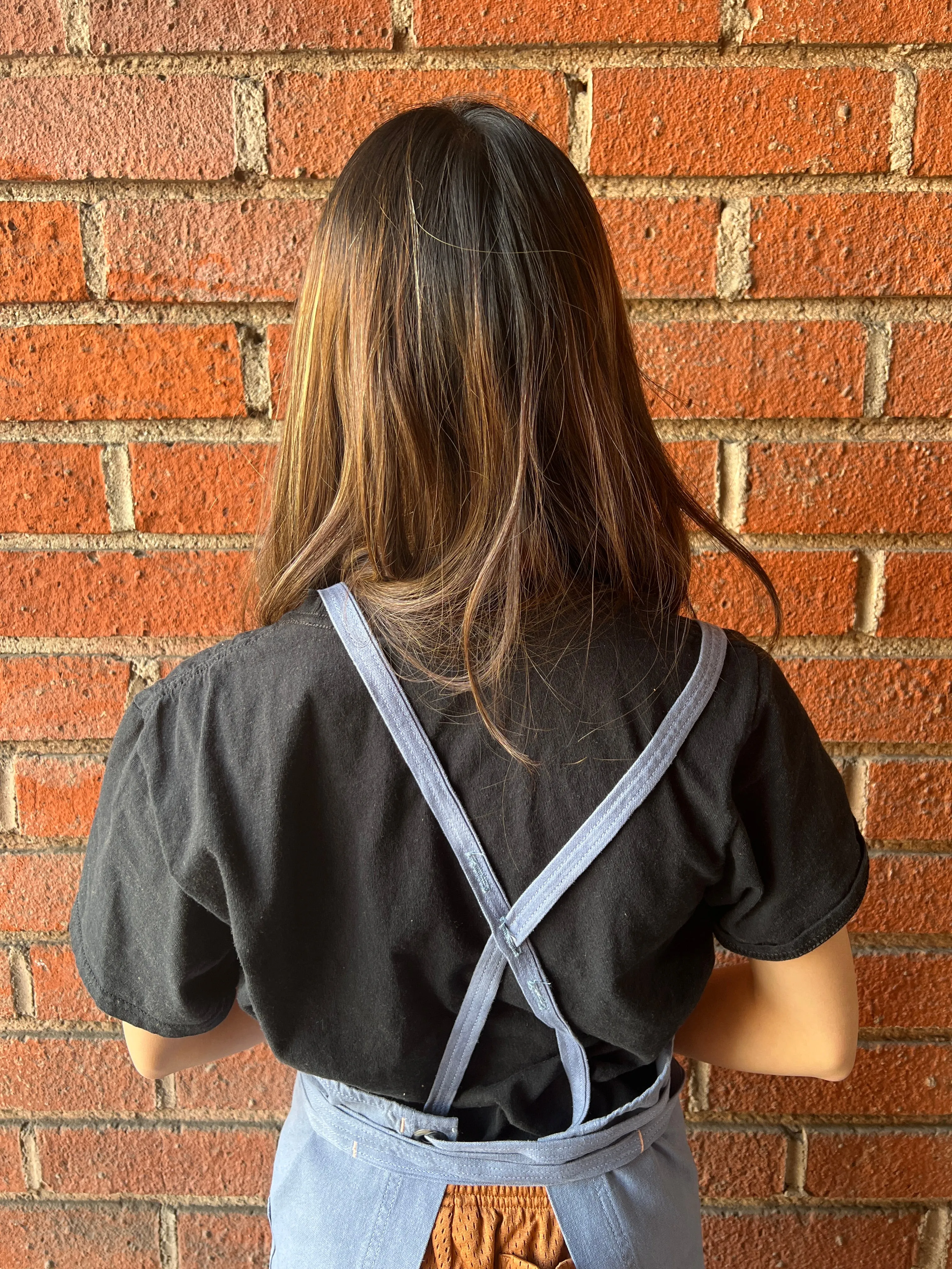 White Bark Workwear Full Cross-Back Apron - Fog Blue